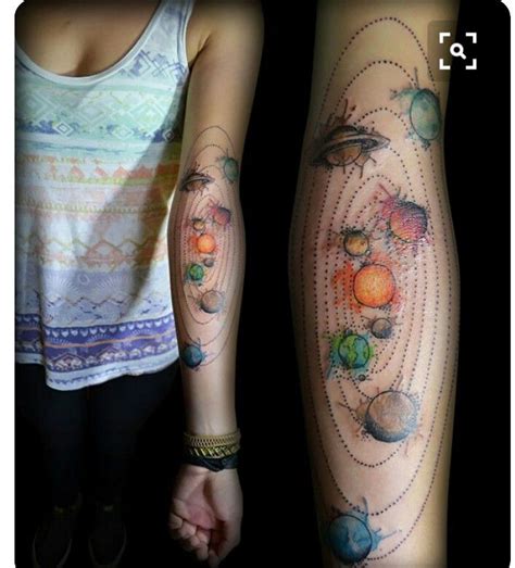 watercolor solar system planet tattoos cosmic tattoo galaxy tattoo