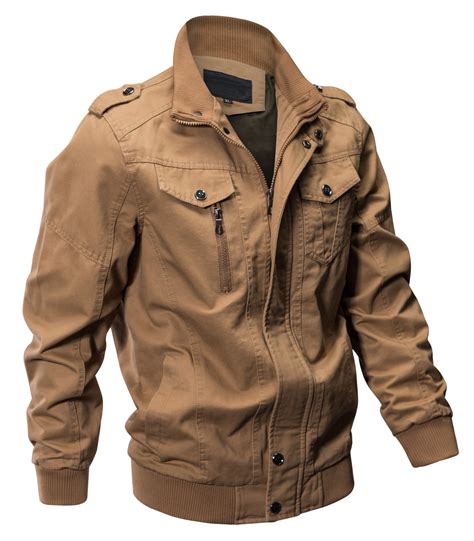 seeksmile mens cotton lightweight casual jacket  large khaki homers coat