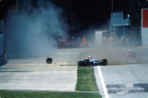 The Fatal Crash Of Ayrton Senna At Tamburello At San Marino Gp