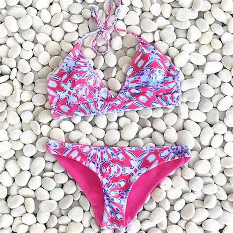Fashion New Cupshe Women Pink Halter Swimsuit Brazilian