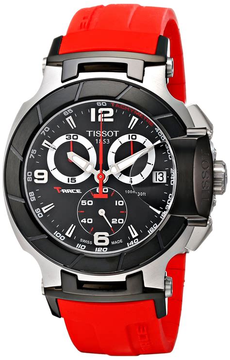 tissot men s t0484172705701 t race red strap chronograph watch tissot