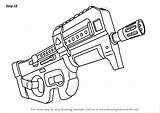 Fortnite Smg Draw Compact Drawing Step Tutorials sketch template