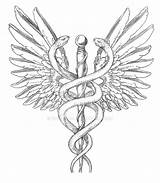 Caduceus Tattoo Medical Drawing Staff Tattoos Deviantart Symbol Symbols Rod Asclepius Caduceo Snakes Vs Designs Draw Snake Tumblr Wings Dna sketch template