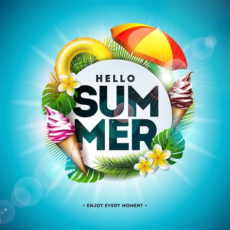 vector summer holiday illustration with flower and