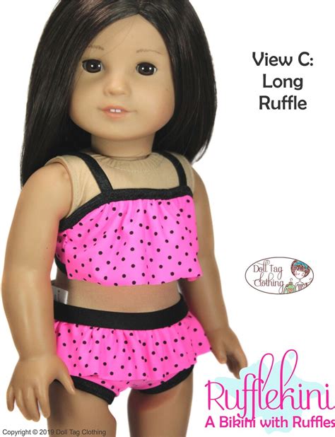 rufflekini swimsuit bikini pdf pattern for 18 inch dolls etsy