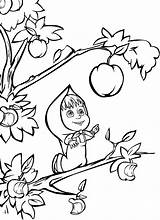 Bear Coloring Pages Masha Kids Cute sketch template