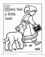 Lamb Mary Rhymes Worksheet Rhyme sketch template