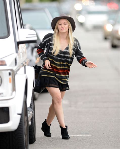 hilary duff shows off her legs in mini skirt out in los