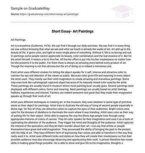 short essay art paintings essay  graduateway
