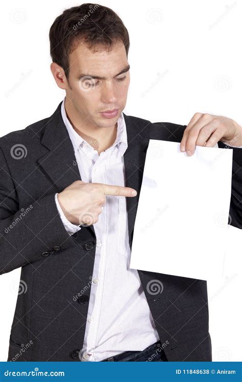 man holding blank paper royalty  stock  image