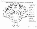 Sight Turkey Word Color sketch template