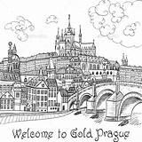Prague Charles Bridge Castle Sketch Choose Board sketch template