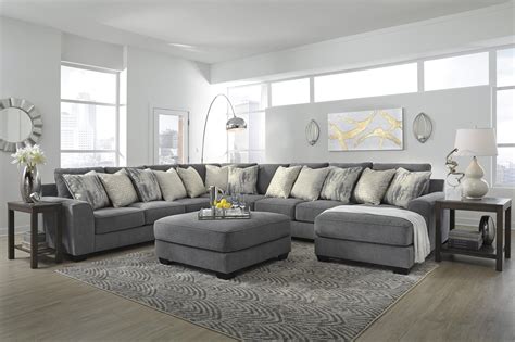 Ashley Furniture Castano 117313306 5 Piece Grey Sectional With Ottoman