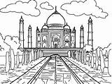 Mahal Taj Coloring Para Colorear Dibujos Del Marble Pages La Dibujo Mundo India Printable Color Kids Seven sketch template