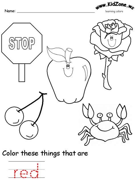 color red worksheets  toddlers coloring home