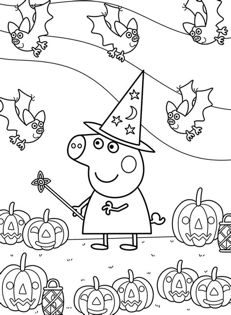 halloween peppa pig coloring pages  printable coloring pages