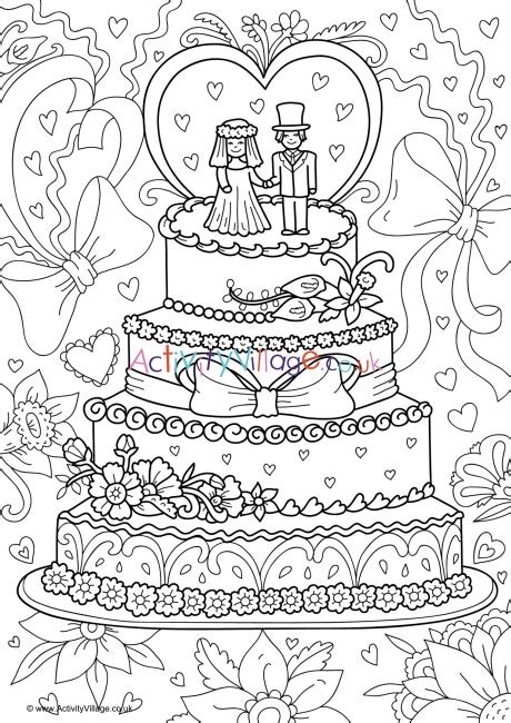 wedding cake colouring page
