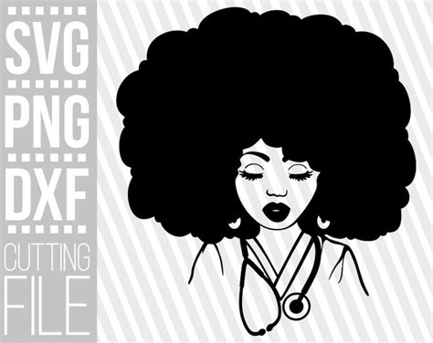 afro woman in natural hair svg nurse svg stethoscope svg etsy