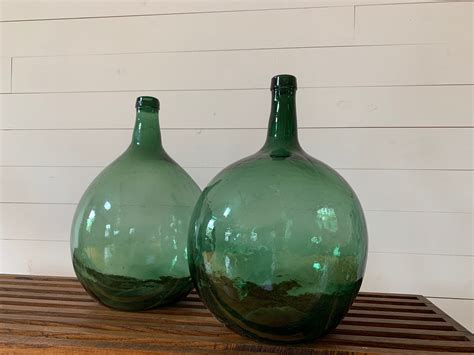 Pair Of Large Decorative Glass Bottles Etsy