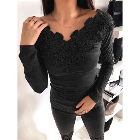 2018 new women autumn sexy long sleeve solid color v neck skinny t