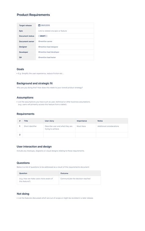 Product Requirements Document Prd Template Confluence