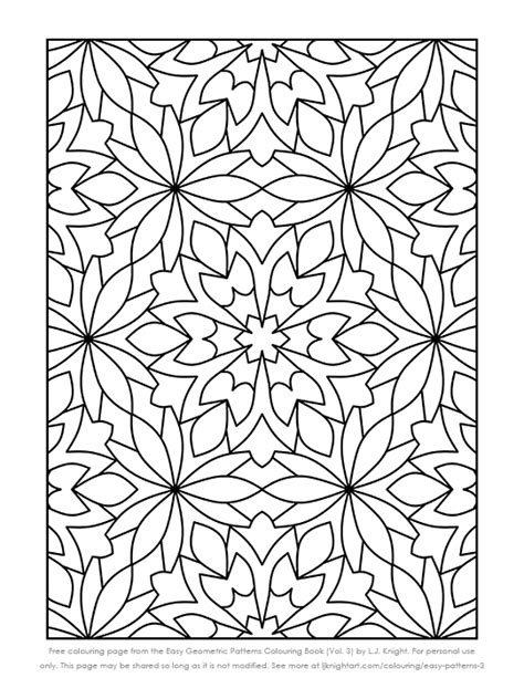 printable easy geometric pattern colouring page lj knight art
