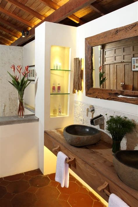 moderne rustikale badezimmer einrichtung mit unterwaschtisch regal aus