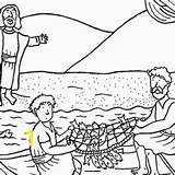 Coloring Disciples Fishing Jesus Fish Catching Fisherman Divyajanani sketch template