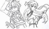 Asuna Kirito Sword Deviantart Online sketch template