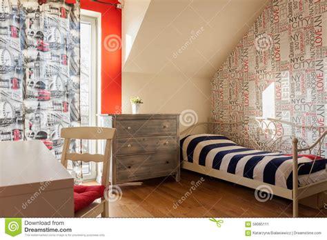 Teen Bedroom In Retro Style Stock Image Image Of Room