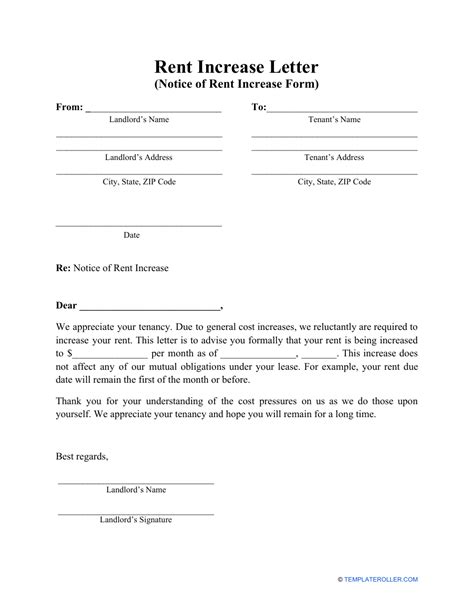 rent increase letter template nismainfo