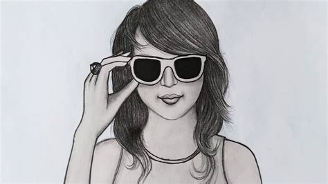 How To Draw A Girl With Sunglasses Youtube