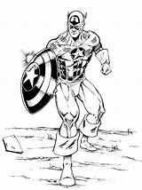 Captain America Coloring Avengers Marvel Character Popular sketch template