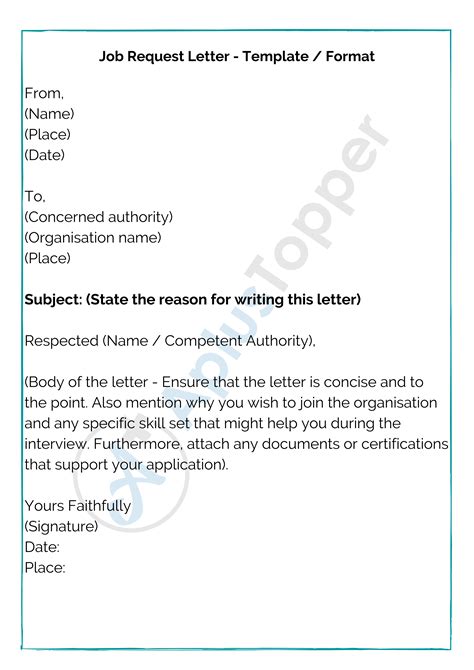 job request letter   write job request letter format sample