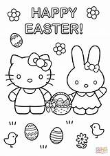 Kitty Easter Hello Coloring Pages Bunny Printable Happy Colouring Color Print Drawing Kids Book Egg Books Paper Spring Holidays sketch template
