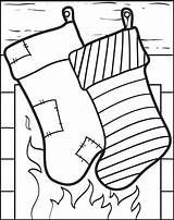 Coloring Christmas Stockings sketch template