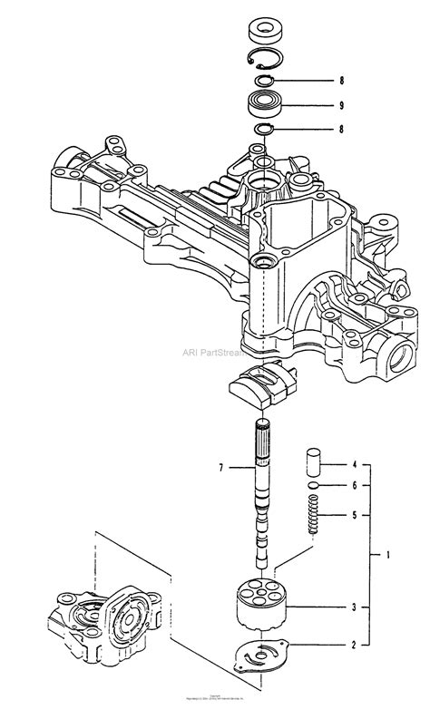 husqvarna tuff torq kj transaxle parts diagram  pump shaft assy