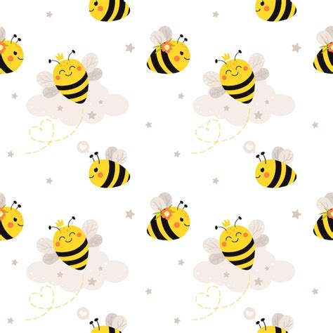 premium vector seamless pattern  cute bees pattern  cartoon