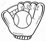 Glove Softball Baseball Drawing Getdrawings Ball sketch template