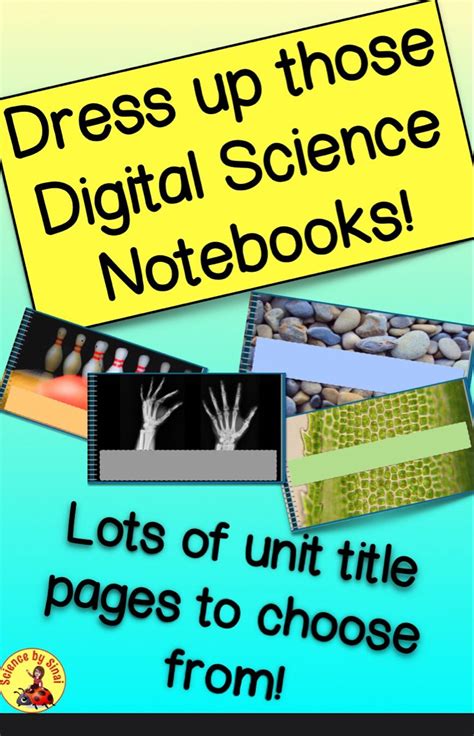 digital science notebook title cover pages themed common middle school