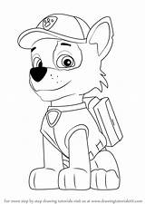 Patrol Paw Drawing Draw Rocky Coloring Pages Step sketch template