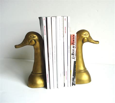 vintage brass duck bookends  pudding