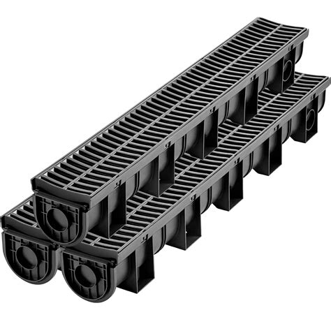vevor trench drain system channel drain  plastic grate  hdpe drainage trench