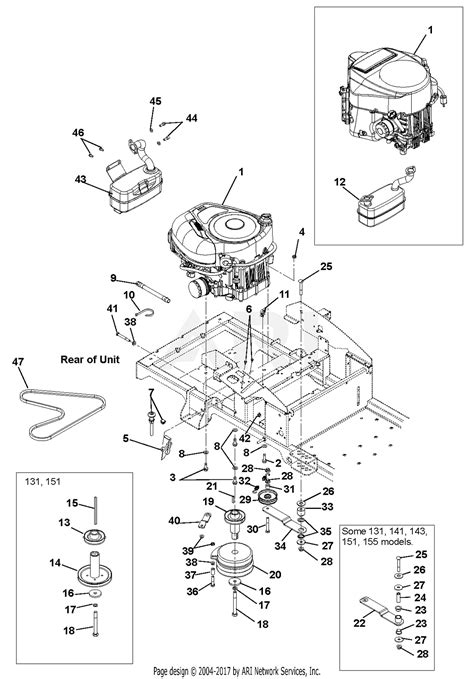 ariens   briggs stratton  mower parts diagram  engine exhaust belts