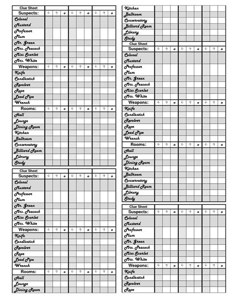 search results  printable clue score sheets calendar