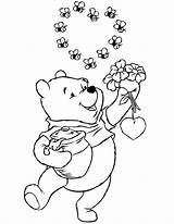 Coloring Pages Pooh Winnie Honey Holding Valentines Flowers Printable Jar Disney Clipart Bee Drawing Bear Friends Popular Fall Library Choose sketch template