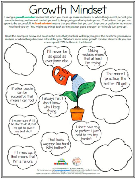 printable growth mindset activities