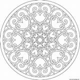 Coloring Mandala Heart Pages Printable sketch template