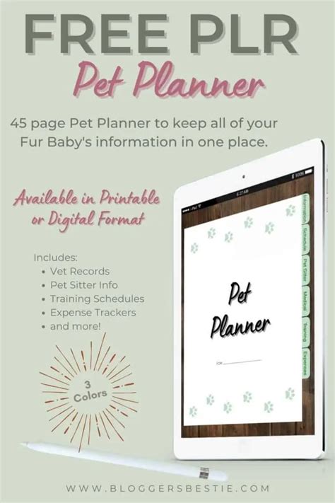 plr pet planner printables  digital planners
