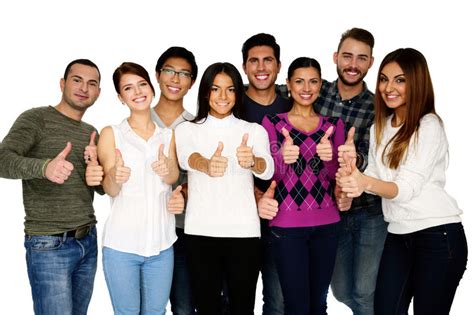 Group Of Individuals Smiling And Giving Thumbs Up Stock